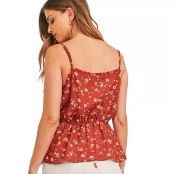 EUC Juniors Paper Crane Double Print Faux Wrap Peplum Top Size XS - Picture 3 of 9